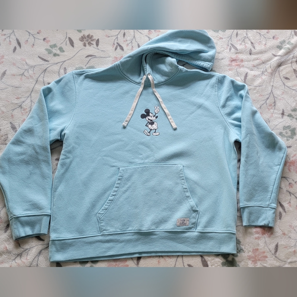 Life Is Good Light Blue Hoodie with Mickey Mouse